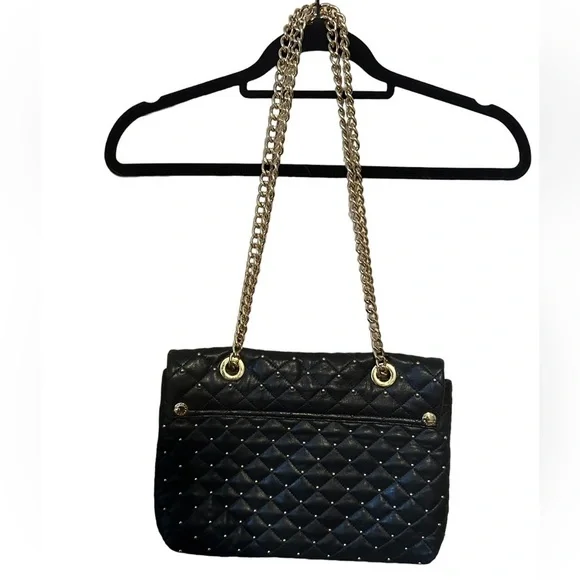Badgley Mischka purse bag quilted studded crossbody purse with chain straps. - Picture 6 of 9